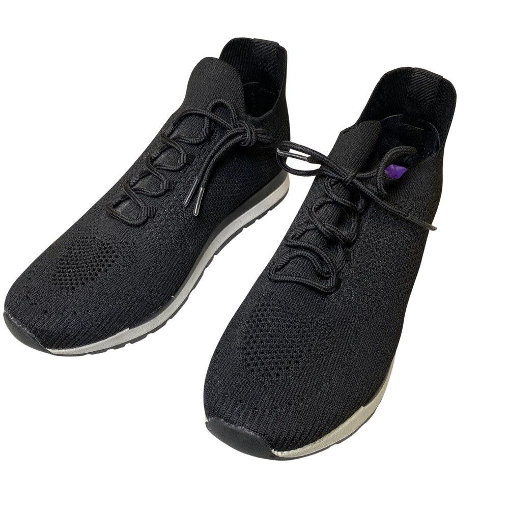 DKNY Womens Knit Lace Up Sneakers Black Slip On Walking Shoes Size 8.5M NWOT